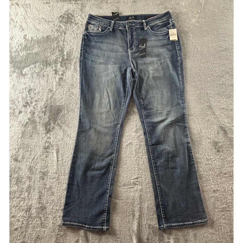 Earl Jean Slim Boot Cut Jeans Womens 16 Stretch Denim Jeans Embellished Pockets